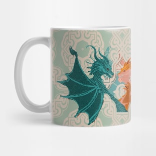 Mesmerizing Elemental Dragons on Lace pattern Mug